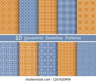 Set of seamless line patterns. Colorful geometric backgrounds collection. Endless repeating linear texture for wallpaper, packaging, banners, invitations, business cards, fabric print