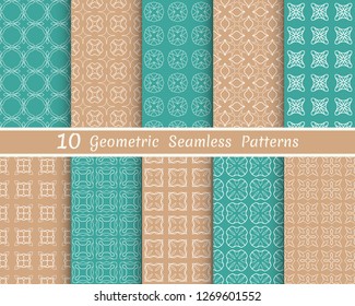 Set of seamless line patterns. Colorful geometric backgrounds collection. Endless repeating linear texture for wallpaper, packaging, banners, invitations, business cards, fabric print