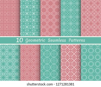 Set of seamless line patterns. Colorful geometric backgrounds collection. Endless repeating linear texture for wallpaper, packaging, banners, invitations, business cards, fabric print