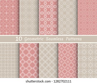 Set of seamless line patterns. Colorful geometric backgrounds collection. Endless repeating linear texture for wallpaper, packaging, banners, invitations, business cards, fabric print