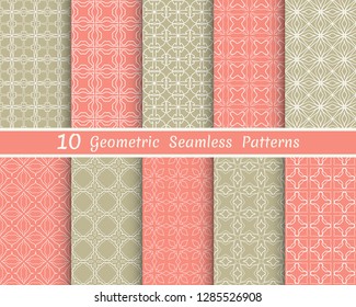 Set of seamless line patterns. Colorful geometric backgrounds collection. Endless repeating linear texture for wallpaper, packaging, banners, invitations, business cards, fabric print