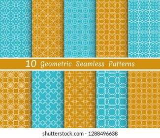 Set of seamless line patterns. Colorful geometric backgrounds collection. Endless repeating linear texture for wallpaper, packaging, banners, invitations, business cards, fabric print