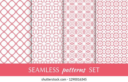 Set of seamless line patterns. Colorful geometric backgrounds collection. Endless repeating linear texture for wallpaper, packaging, banners, invitations, business cards, fabric print