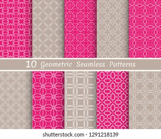 Set of seamless line patterns. Colorful geometric backgrounds collection. Endless repeating linear texture for wallpaper, packaging, banners, invitations, business cards, fabric print