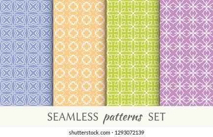Set of seamless line patterns. Colorful geometric backgrounds collection. Endless repeating linear texture for wallpaper, packaging, banners, invitations, business cards, fabric print