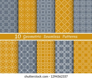 Set of seamless line patterns. Colorful geometric backgrounds collection. Endless repeating linear texture for wallpaper, packaging, banners, invitations, business cards, fabric print