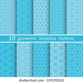 Set of seamless line patterns. Colorful geometric backgrounds collection. Endless repeating linear texture for wallpaper, packaging, banners, invitations, business cards, fabric print
