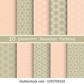 Set of seamless line patterns. Colorful geometric backgrounds collection. Endless repeating linear texture for wallpaper, packaging, banners, invitations, business cards, fabric print