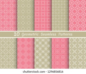 Set of seamless line patterns. Colorful geometric backgrounds collection. Endless repeating linear texture for wallpaper, packaging, banners, invitations, business cards, fabric print