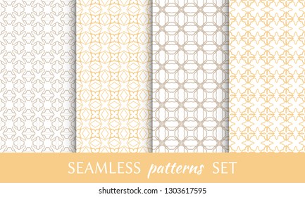 Set of seamless line patterns. Colorful geometric backgrounds collection. Endless repeating linear texture for wallpaper, packaging, banners, invitations, business cards, fabric print
