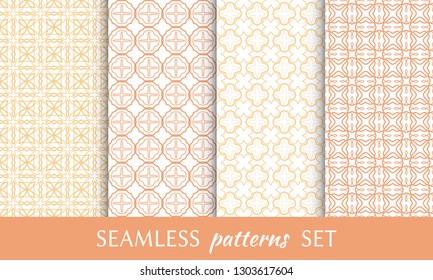 Set of seamless line patterns. Colorful geometric backgrounds collection. Endless repeating linear texture for wallpaper, packaging, banners, invitations, business cards, fabric print