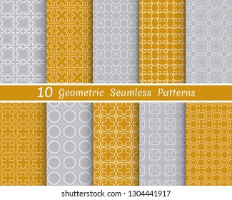 Set of seamless line patterns. Colorful geometric backgrounds collection. Endless repeating linear texture for wallpaper, packaging, banners, invitations, business cards, fabric print
