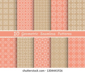 Set of seamless line patterns. Colorful geometric backgrounds collection. Endless repeating linear texture for wallpaper, packaging, banners, invitations, business cards, fabric print