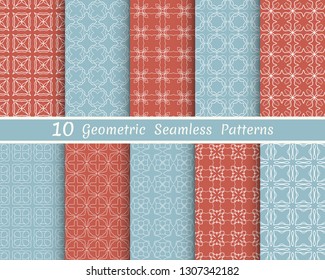 Set of seamless line patterns. Colorful geometric backgrounds collection. Endless repeating linear texture for wallpaper, packaging, banners, invitations, business cards, fabric print