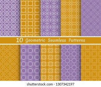 Set of seamless line patterns. Colorful geometric backgrounds collection. Endless repeating linear texture for wallpaper, packaging, banners, invitations, business cards, fabric print