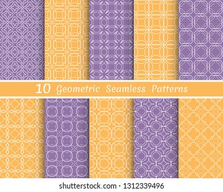 Set of seamless line patterns. Colorful geometric backgrounds collection. Endless repeating linear texture for wallpaper, packaging, banners, invitations, business cards, fabric print