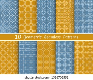 Set of seamless line patterns. Colorful geometric backgrounds collection. Endless repeating linear texture for wallpaper, packaging, banners, invitations, business cards, fabric print