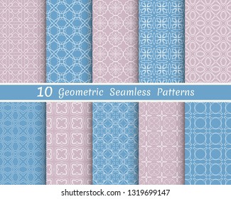 Set of seamless line patterns. Colorful geometric backgrounds collection. Endless repeating linear texture for wallpaper, packaging, banners, invitations, business cards, fabric print