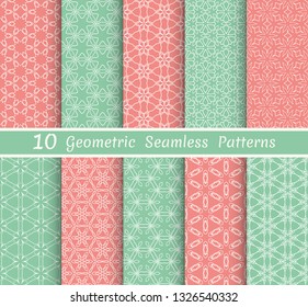 Set of seamless line patterns. Colorful geometric backgrounds collection. Endless repeating linear texture for wallpaper, packaging, banners, invitations, business cards, fabric print