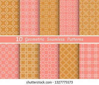 Set of seamless line patterns. Colorful geometric backgrounds collection. Endless repeating linear texture for wallpaper, packaging, banners, invitations, business cards, fabric print