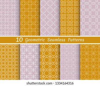 Set of seamless line patterns. Colorful geometric backgrounds collection. Endless repeating linear texture for wallpaper, packaging, banners, invitations, business cards, fabric print