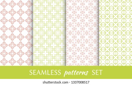 Set of seamless line patterns. Colorful geometric backgrounds collection. Endless repeating linear texture for wallpaper, packaging, banners, invitations, business cards, fabric print