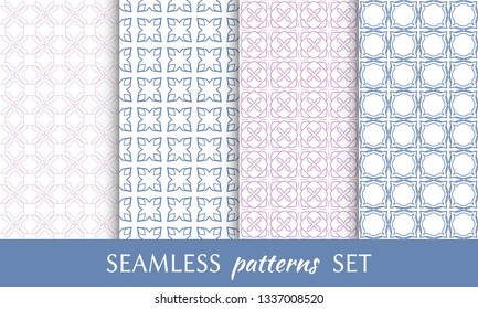 Set of seamless line patterns. Colorful geometric backgrounds collection. Endless repeating linear texture for wallpaper, packaging, banners, invitations, business cards, fabric print