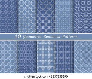Set of seamless line patterns. Colorful geometric backgrounds collection. Endless repeating linear texture for wallpaper, packaging, banners, invitations, business cards, fabric print