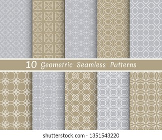 Set of seamless line patterns. Colorful geometric backgrounds collection. Endless repeating linear texture for wallpaper, packaging, banners, invitations, business cards, fabric print
