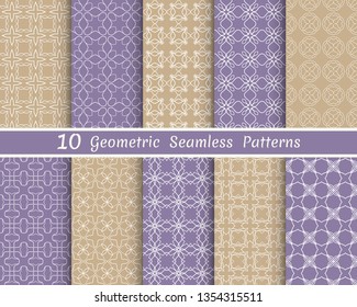 Set of seamless line patterns. Colorful geometric backgrounds collection. Endless repeating linear texture for wallpaper, packaging, banners, invitations, business cards, fabric print