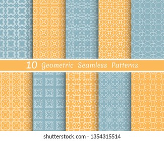 Set of seamless line patterns. Colorful geometric backgrounds collection. Endless repeating linear texture for wallpaper, packaging, banners, invitations, business cards, fabric print