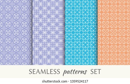 Set of seamless line patterns. Colorful geometric backgrounds collection. Endless repeating linear texture for wallpaper, packaging, banners, invitations, business cards, fabric print