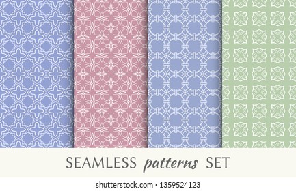 Set of seamless line patterns. Colorful geometric backgrounds collection. Endless repeating linear texture for wallpaper, packaging, banners, invitations, business cards, fabric print