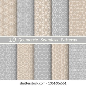 Set of seamless line patterns. Colorful geometric backgrounds collection. Endless repeating linear texture for wallpaper, packaging, banners, invitations, business cards, fabric print
