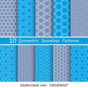 Set of seamless line patterns. Colorful geometric backgrounds collection. Endless repeating linear texture for wallpaper, packaging, banners, invitations, business cards, fabric print