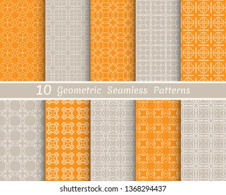 Set of seamless line patterns. Colorful geometric backgrounds collection. Endless repeating linear texture for wallpaper, packaging, banners, invitations, business cards, fabric print
