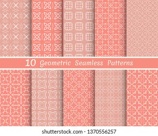 Set of seamless line patterns. Colorful geometric backgrounds collection. Endless repeating linear texture for wallpaper, packaging, banners, invitations, business cards, fabric print