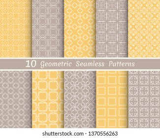 Set of seamless line patterns. Colorful geometric backgrounds collection. Endless repeating linear texture for wallpaper, packaging, banners, invitations, business cards, fabric print