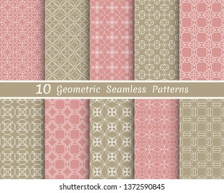 Set of seamless line patterns. Colorful geometric backgrounds collection. Endless repeating linear texture for wallpaper, packaging, banners, invitations, business cards, fabric print