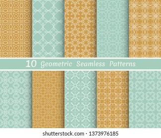 Set of seamless line patterns. Colorful geometric backgrounds collection. Endless repeating linear texture for wallpaper, packaging, banners, invitations, business cards, fabric print