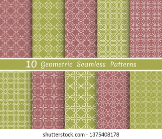 Set of seamless line patterns. Colorful geometric backgrounds collection. Endless repeating linear texture for wallpaper, packaging, banners, invitations, business cards, fabric print