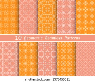 Set of seamless line patterns. Colorful geometric backgrounds collection. Endless repeating linear texture for wallpaper, packaging, banners, invitations, business cards, fabric print
