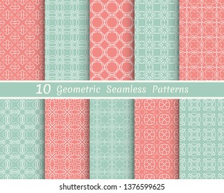 Set of seamless line patterns. Colorful geometric backgrounds collection. Endless repeating linear texture for wallpaper, packaging, banners, invitations, business cards, fabric print