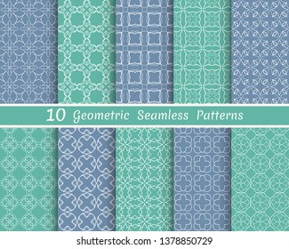Set of seamless line patterns. Colorful geometric backgrounds collection. Endless repeating linear texture for wallpaper, packaging, banners, invitations, business cards, fabric print