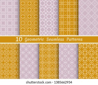 Set of seamless line patterns. Colorful geometric backgrounds collection. Endless repeating linear texture for wallpaper, packaging, banners, invitations, business cards, fabric print