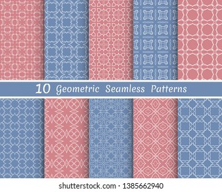 Set of seamless line patterns. Colorful geometric backgrounds collection. Endless repeating linear texture for wallpaper, packaging, banners, invitations, business cards, fabric print