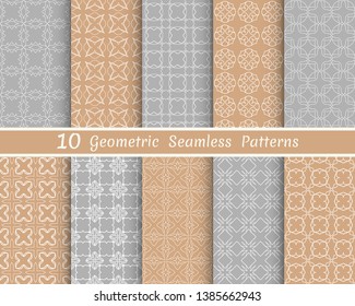 Set of seamless line patterns. Colorful geometric backgrounds collection. Endless repeating linear texture for wallpaper, packaging, banners, invitations, business cards, fabric print
