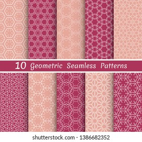 Set of seamless line patterns. Colorful geometric backgrounds collection. Endless repeating linear texture for wallpaper, packaging, banners, invitations, business cards, fabric print