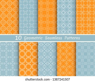 Set of seamless line patterns. Colorful geometric backgrounds collection. Endless repeating linear texture for wallpaper, packaging, banners, invitations, business cards, fabric print