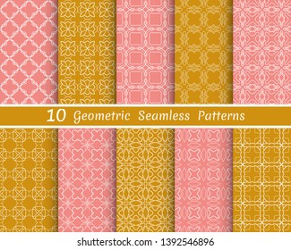 Set of seamless line patterns. Colorful geometric backgrounds collection. Endless repeating linear texture for wallpaper, packaging, banners, invitations, business cards, fabric print